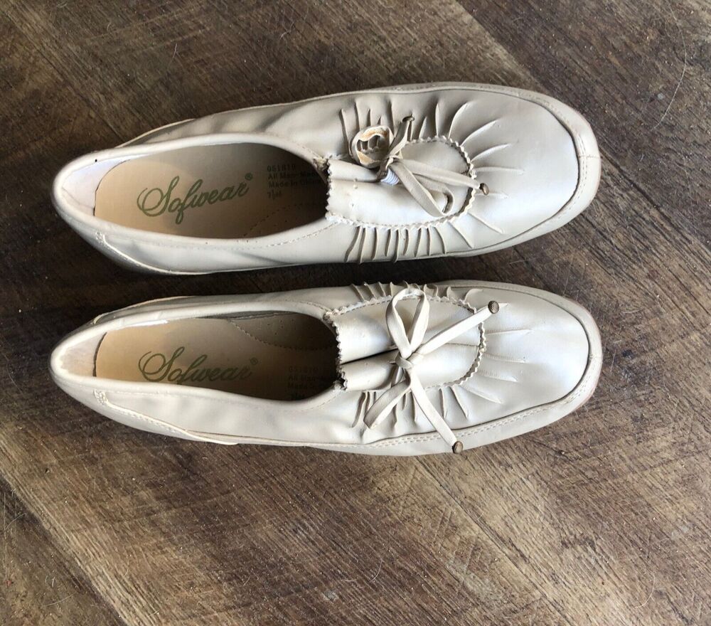 Sofwear beige slip ons Man Made Materials Made In China Shoes Woman' SZ 7.5